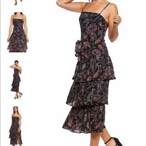 Black Paisley Midi Dress